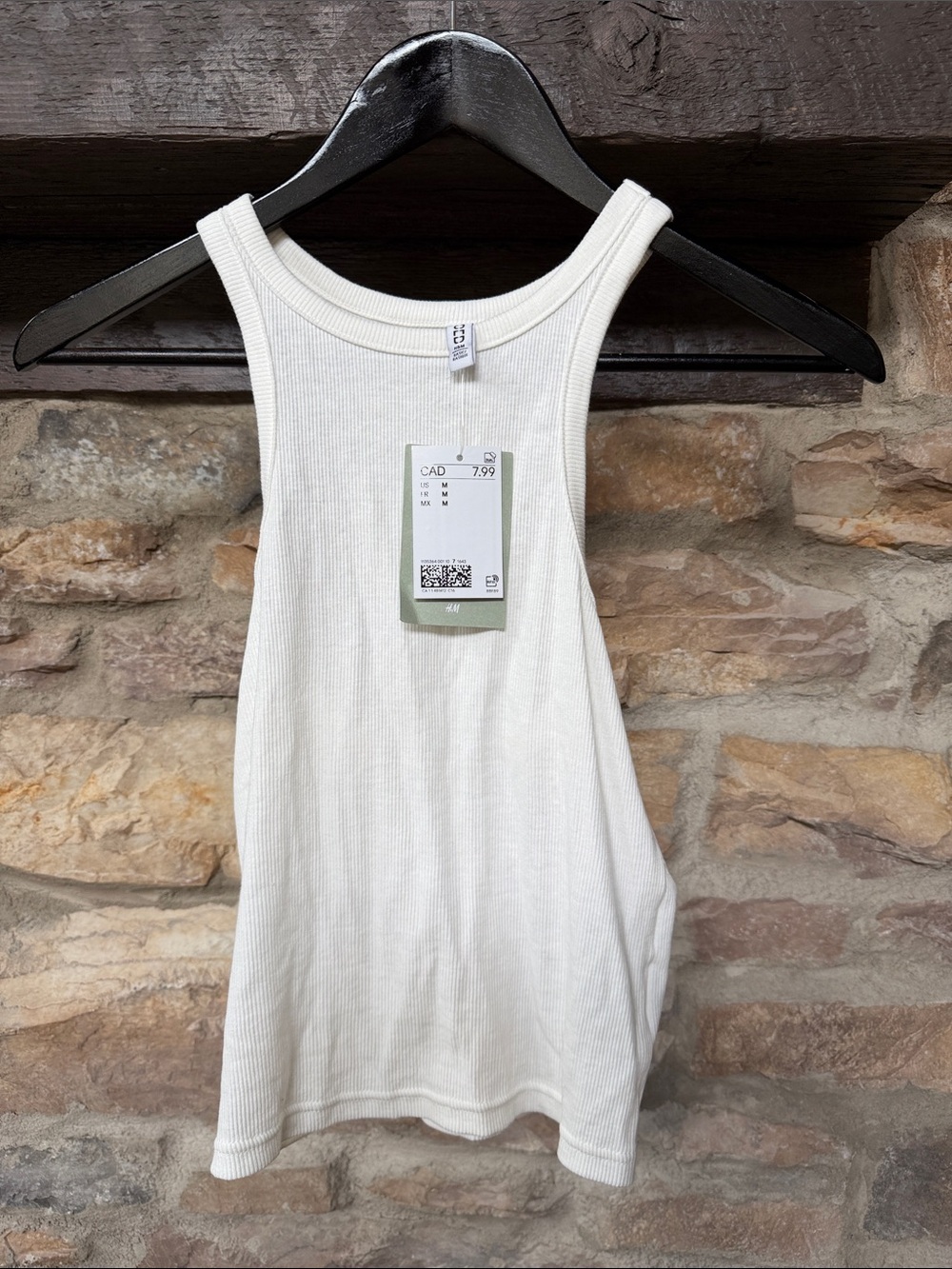 H&M Cream Ribbed Tank Top - Racerback